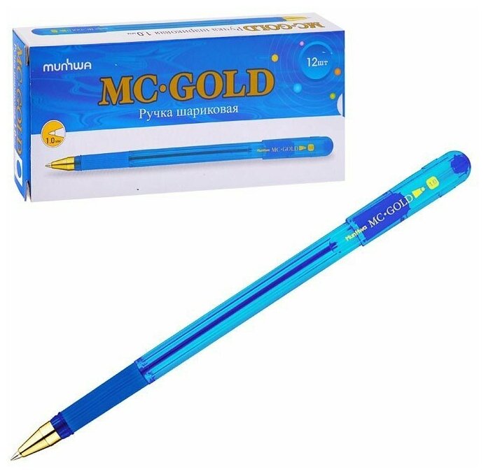 Ручка шариковая 1,0 "MC Gold" синяя (BMC10-02) MunHwa - фото №2