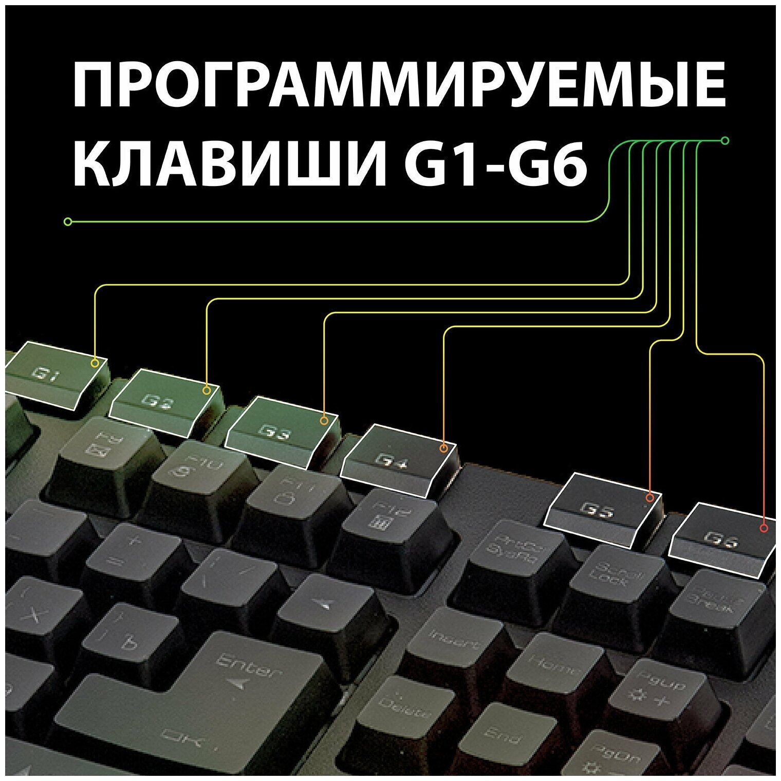 Клавиатура проводная игровая SONNEN KB-7700 USB 104 клавиши + 10 программируемых клавиш RGB черная 513512 513512