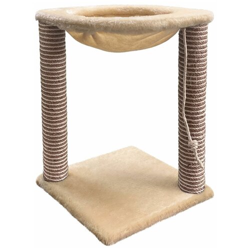 Когтеточка-столбик с гамаком для кошек джут серебро 