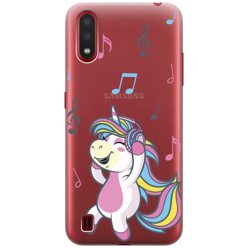 Силиконовый чехол с принтом Musical Unicorn для Samsung Galaxy A01 / Самсунг А01 силиконовый чехол с принтом musical unicorn для samsung galaxy a02s самсунг а02с