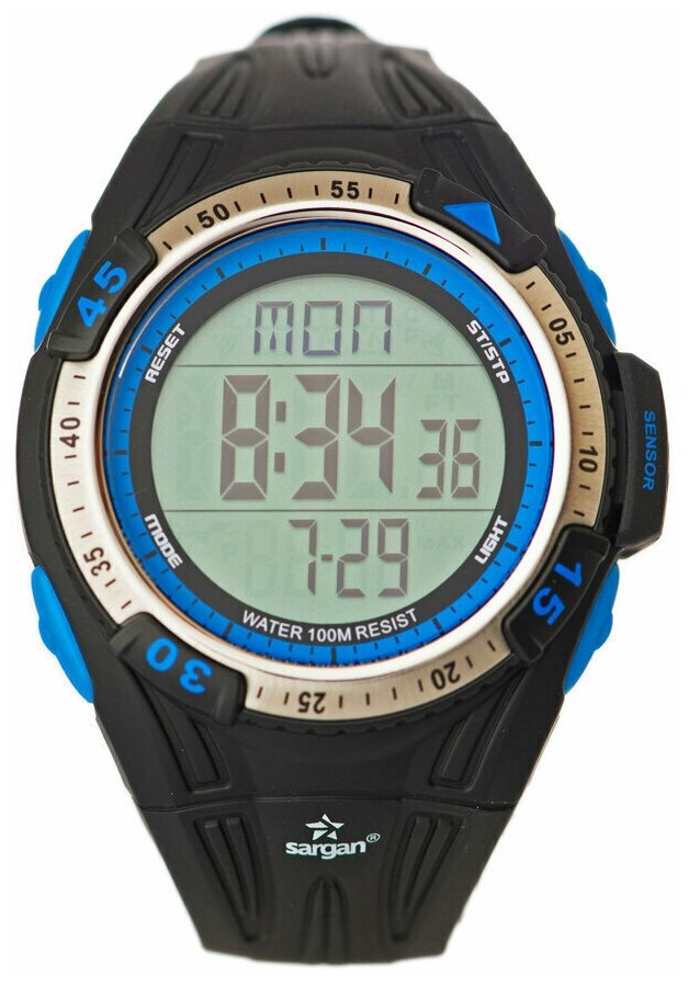 Водонепроницаемые спортивные часы с глубиномером Sargan Вектор 100М цвет синий