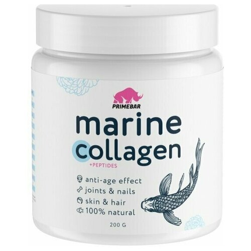 БАД PRIME KRAFT "Коллаген морской рыбный" (Hydrolyzed marine collagen peptides) натуральный (без добавок) 200г