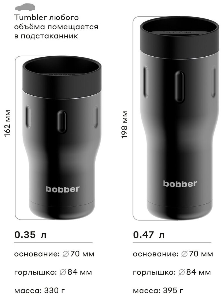 Bobber/Термокружка вакуумная Tumbler-350 Black Coffee/кружка-термос в автомобиль/держит тепло до 6 часов - фотография № 3