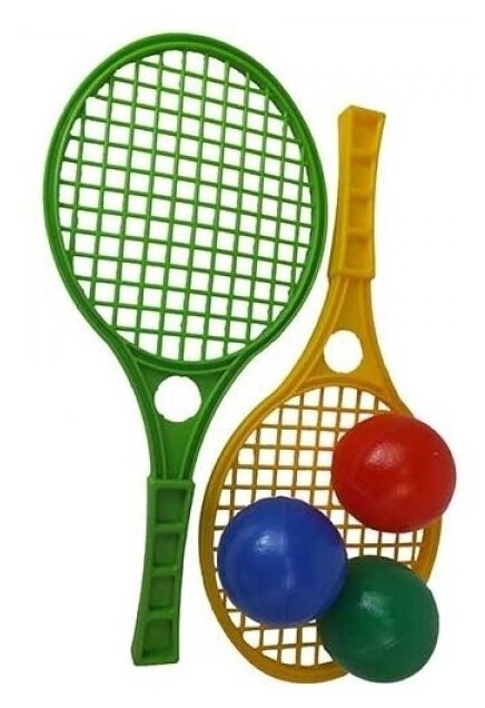Набор большой теннис , 2 ракетки и 3 мяча в наборе, детский теннис