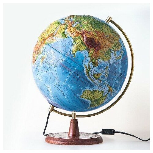 Глобус Земли Элеганс физико-политический с подсветкой рельефный, d=32 см
