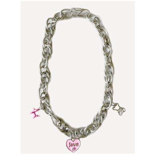 Колье серебряного цвета Love/ Колье на шею/ Цепочка на шею/ Цепь на шею