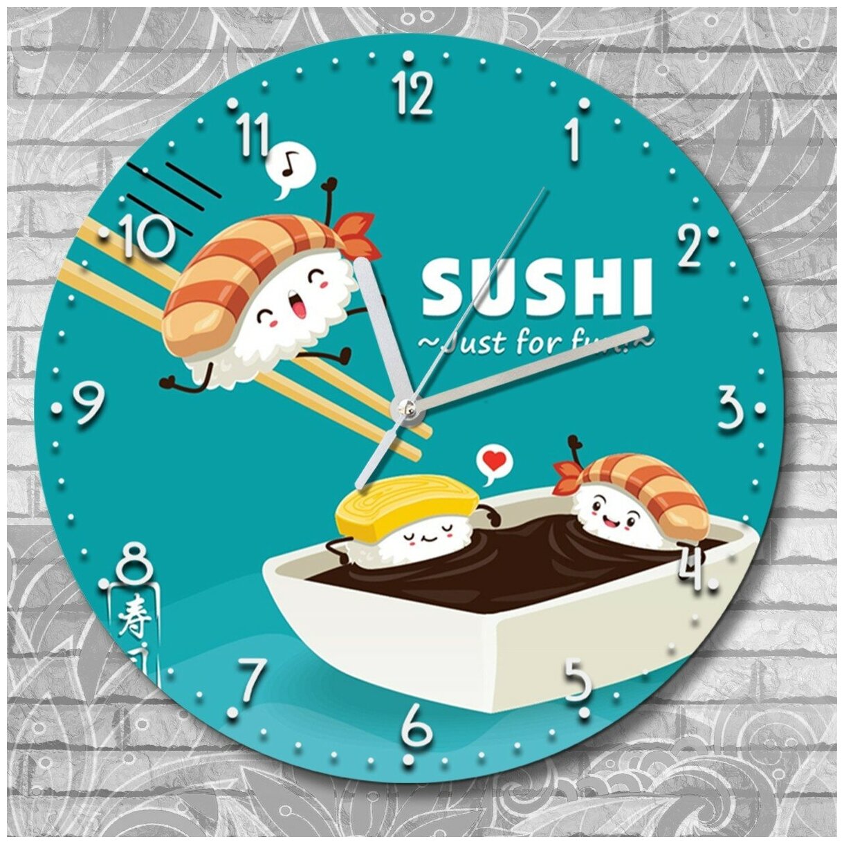 Настенные часы УФ еда (суши, роллы) - 8