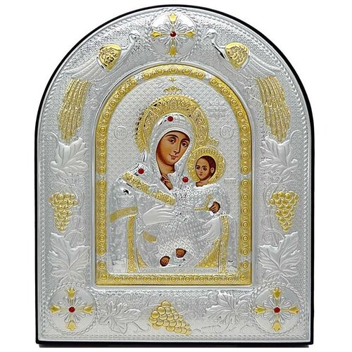 икона божья матерь сладкое лобзание в серебряном окладе арт дв 132 Икона Вифлеемская Божья Матерь в серебряном окладе.
