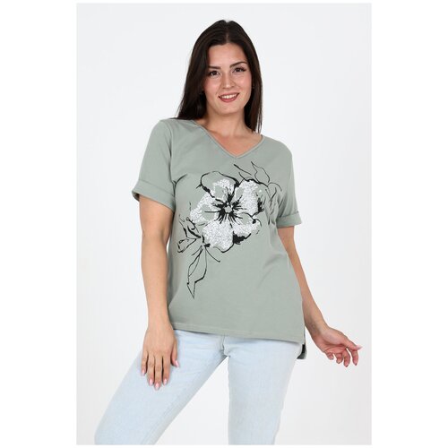 фото Женская футболка цвета василек, 60 размер натали