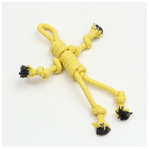 Игрушка канатная Человечек, до 30 см, 65 г, жёлтая/белая/ игрушка для собак