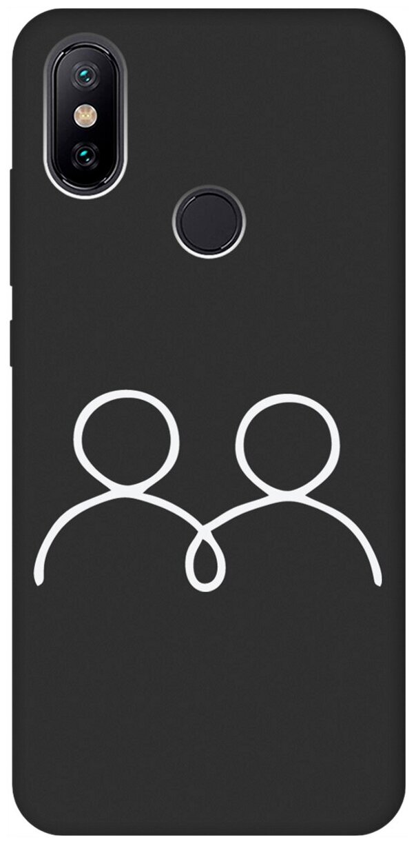 Матовый Soft Touch силиконовый чехол на Xiaomi Mi 6X, Mi A2, Сяоми Ми 6Х, Ми А2 с 3D принтом "Couple Lines W" черный