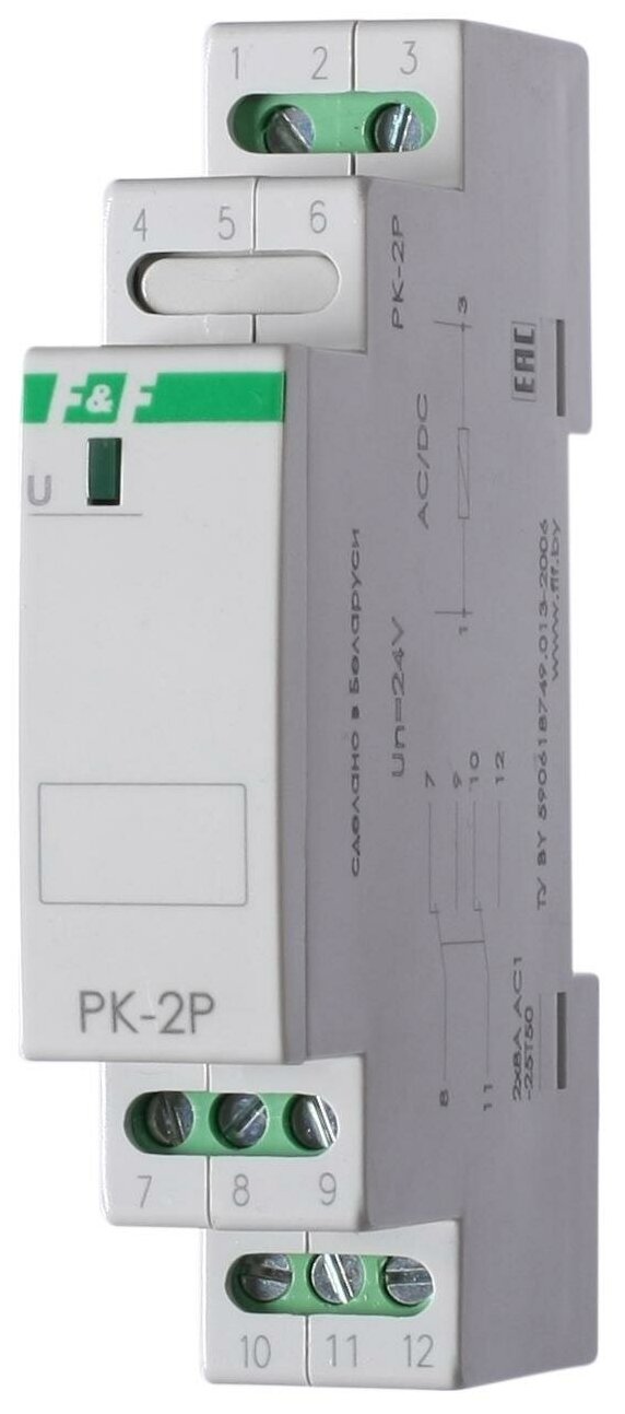 Электромагнитное реле PK-2P/UN F&F промежуточ 2х8А