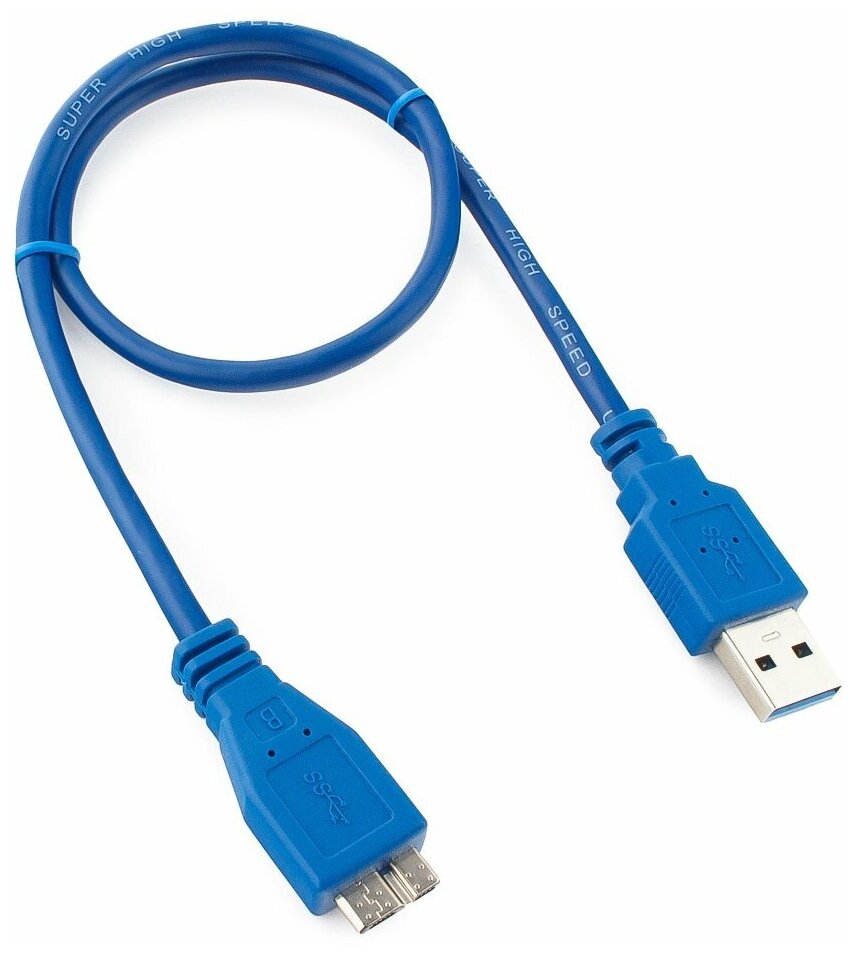 Кабель USB3.0 Am-microB Cablexpert CCP-mUSB3-AMBM-0.5M - 0.5 метра, синий