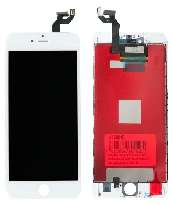 Display / Дисплей для Apple iPhone 6S Plus в сборе с тачскрином и монтажной рамкой , белый — фото 2