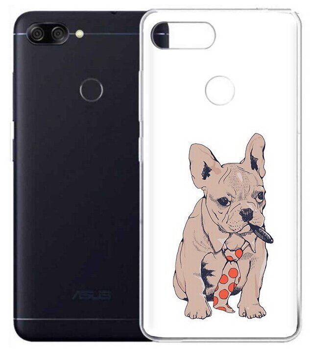 Чехол задняя-панель-накладка-бампер MyPads бульдог с сигарой для ASUS Zenfone Max Plus (M1) X018DC/ZB570TL 5.7 противоударный