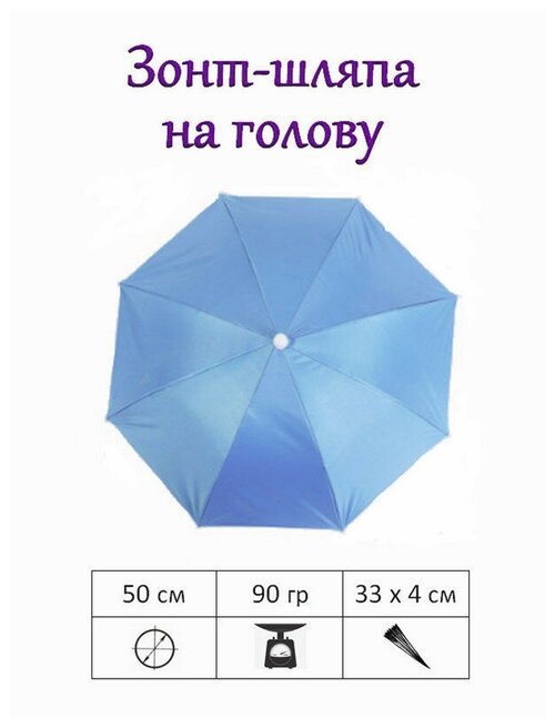Зонт механика, купол 50 см, 8 спиц, голубой