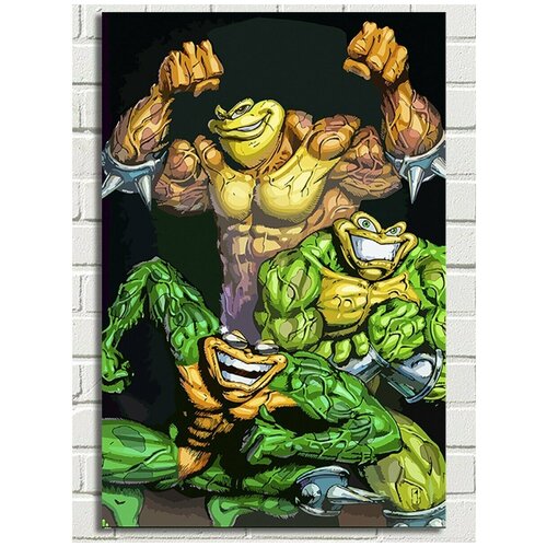 картина по номерам на холсте игра battletoads боевые жабы ретро 16 bit 8 bit xbox ps 4 9390 г 60x40 Картина по номерам Игра battletoads (боевые черепахи, ретро, 16 bit, 8 bit) - 8271 В 60x40