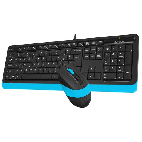 Комплект (клавиатура +мышь) A4Tech Fstyler F1010 проводной, мультимедийный, USB, черный/ синий (F1010 BLUE)