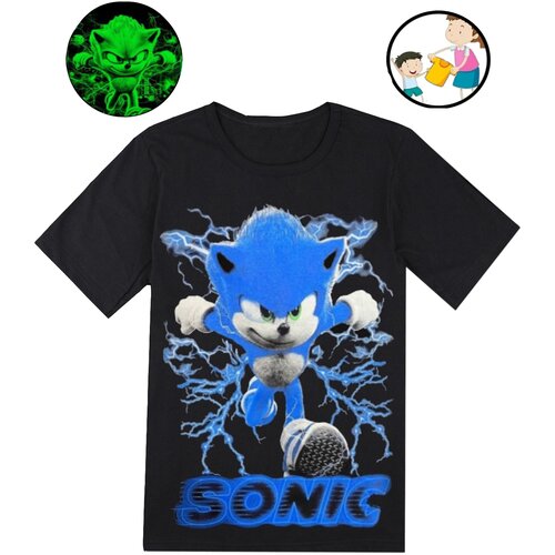 Футболка для мальчика Соник, размер 38, цвет черный