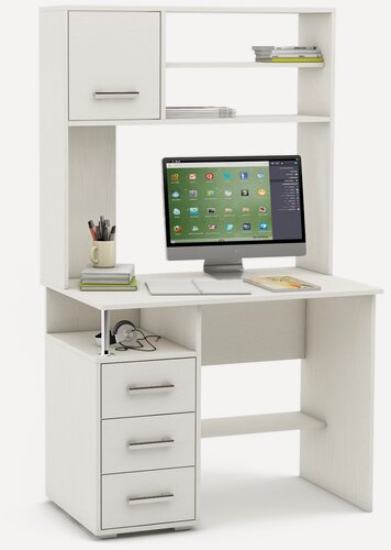 Изображение товара Компьютерный стол "Амбер (Реал)" 16, ЛДСП, 97х60х165см, надстройка, с ящиками для хранения