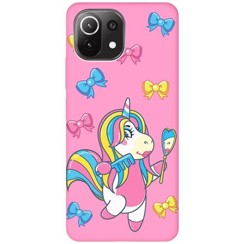 Матовый чехол Lady Unicorn для Xiaomi Mi 11 Lite / 11 Lite 5G / Сяоми Ми 11 Лайт / 11 Лайт 5г с 3D эффектом розовый матовый чехол rich scrooge для xiaomi mi 11 lite 11 lite 5g сяоми ми 11 лайт 11 лайт 5г с 3d эффектом черный