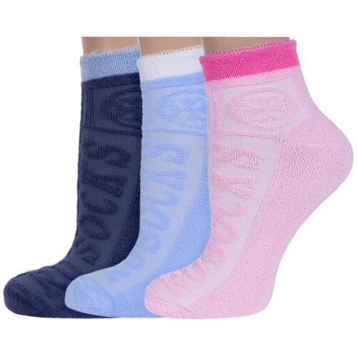 фото Комплект из 3 пар женских махровых носков rusocks (орудьевский трикотаж) микс 4, размер 23-25 (36-39)