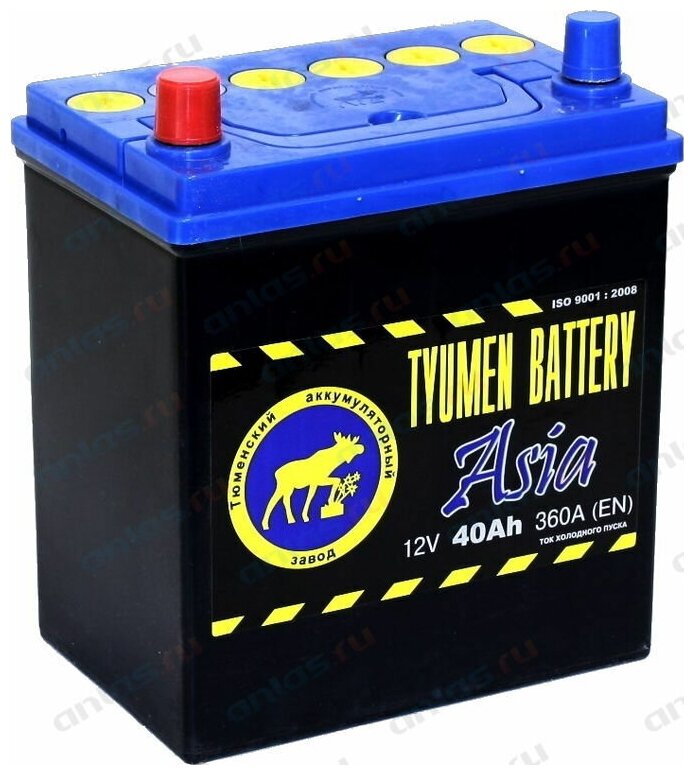 Аккумулятор автомобильный TYUMEN BATTERY ASIA 40 А/ч 370 А прям. пол. Азия авто (187x128x223) без бортика