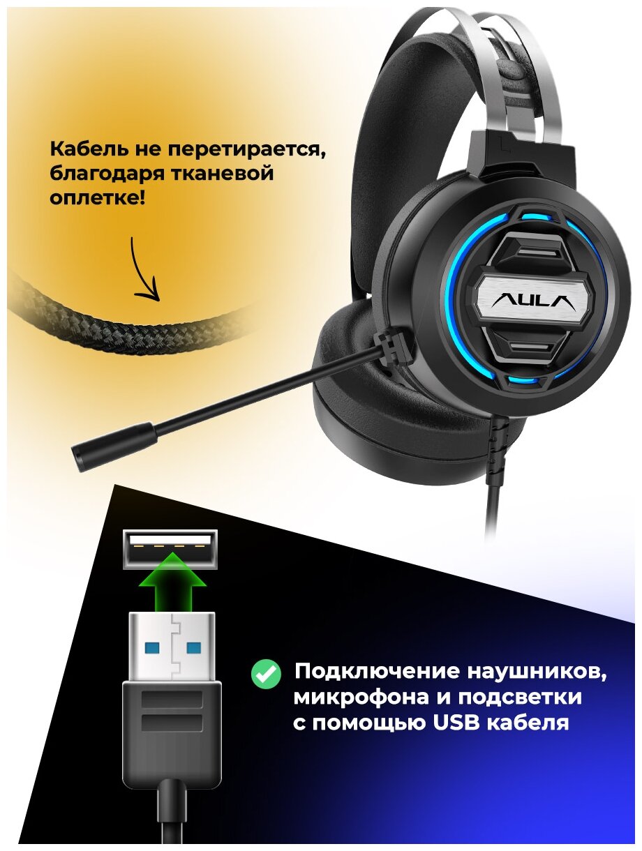 Компьютерная гарнитура AULA S603 USB, черный