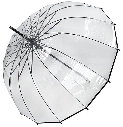 Зонт-трость Meddo, полуавтомат, 2 сложения, купол 96 см, 16 спиц, прозрачный, чехол в комплекте, для женщин, бесцветный, белый