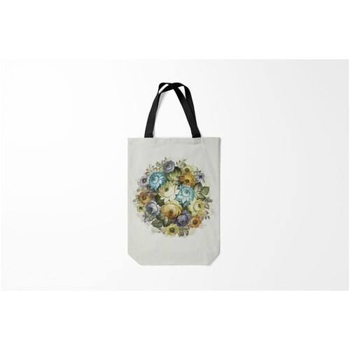 фото Сумка-шоппер / 31х42 см / девушкам / цветочки и бабочки цветы на белом фоне burnettie