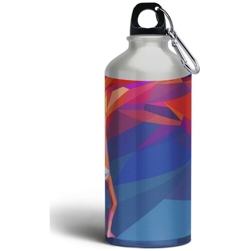 Бутылка спортивная, туристическая фляга, 500мл с карабином художественная гимнастика спорт - 175