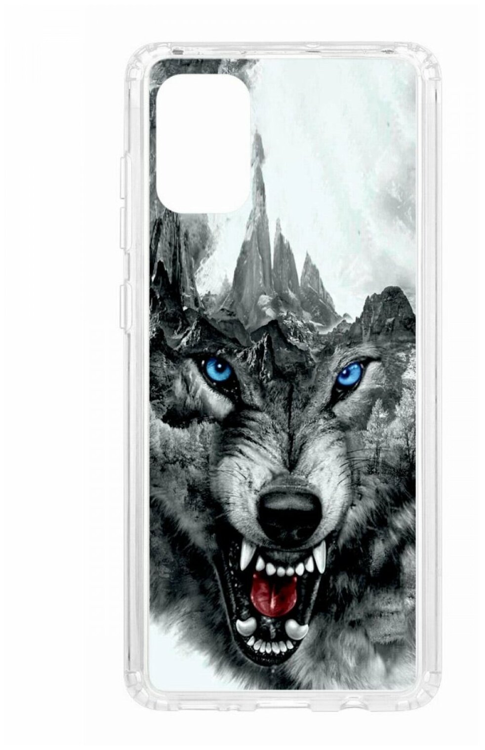 Чехол для Samsung Galaxy A71 Kruche Print Волк, противоударная пластиковая накладка с рисунком, силиконовый бампер с защитой камеры, кейс с принтом