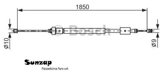 BOSCH 1987477595 Трос ручного тормоза R