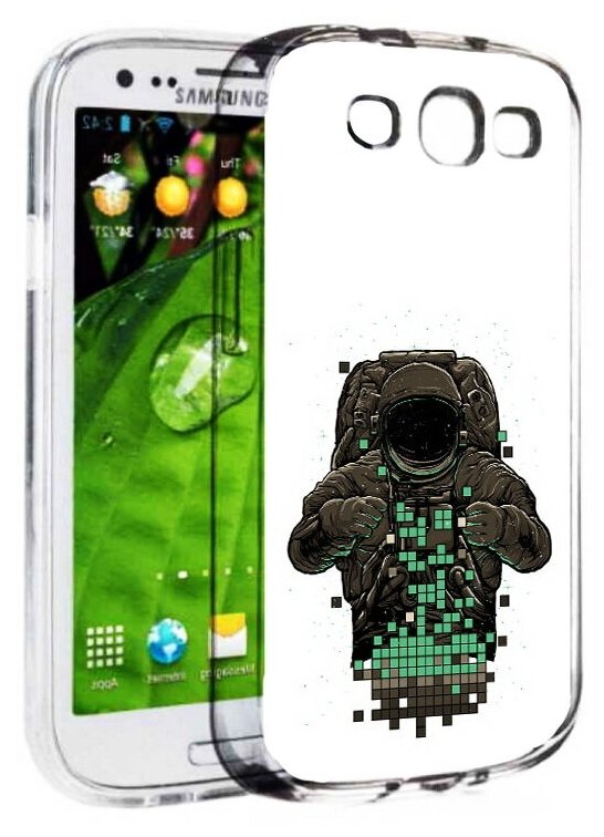 Чехол задняя-панель-накладка-бампер MyPads космонавт с пикселями для Samsung Galaxy S3 GT-I9300/Duos GT-I9300I противоударный