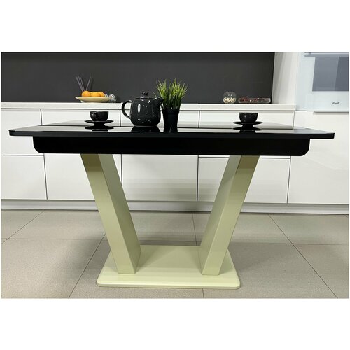 Стол обеденный Денвер раздвижной, 120 х 80 х 75, Черный/Олива