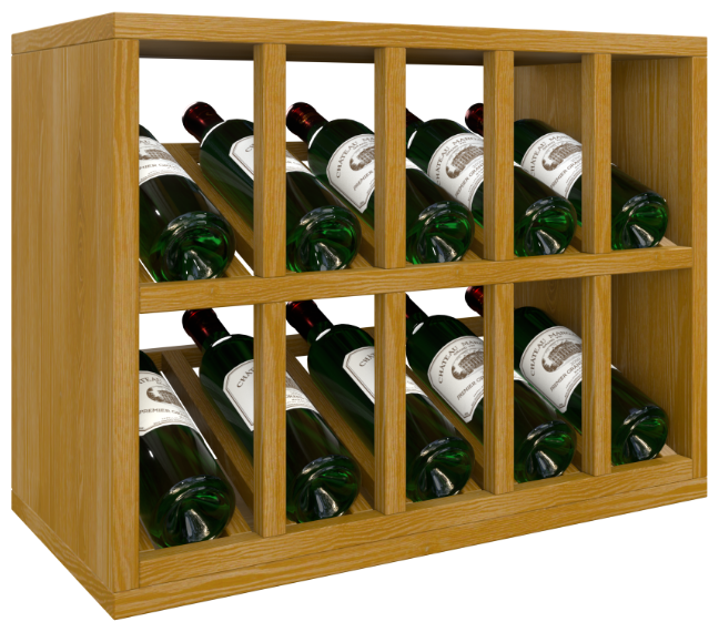 Стеллаж для бутылок вина (45 х 60 х 30), 10 дисплеев, Цвет: Дуб, лак