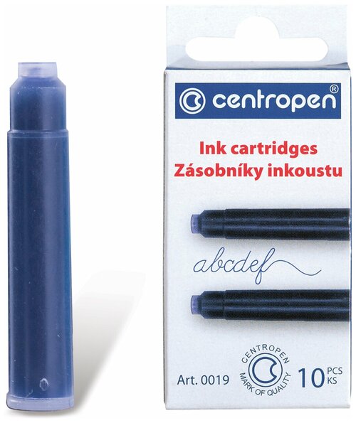 Картриджи чернильные синие CENTROPEN, комплект 10 шт, 1 0019 1002, 140998