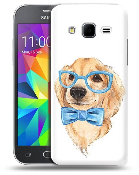 Чехол задняя-панель-накладка-бампер MyPads Собака интеллигент для Samsung GALAXY Core Prime SM-G360H противоударный