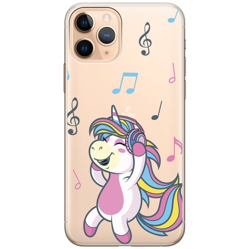 Силиконовый чехол на Apple iPhone 11 Pro / Эпл Айфон 11 Про с рисунком Musical Unicorn силиконовый чехол на apple iphone 14 pro эпл айфон 14 про с рисунком musical unicorn soft touch розовый