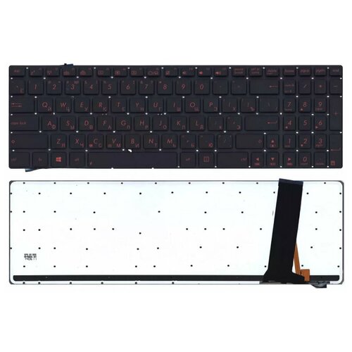 Клавиатура keyboard 0KNB0-6625US00 для ноутбука Asus N56 N56V N56DP N56DY N56VB N76vz N56VJ N56VM черная с красной подсветкой 2809₽