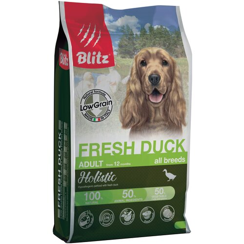 Корм Blitz Holistic Fresh Duck (низкозерновой) для собак, свежая утка, 500 г