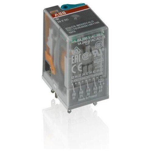 abb cr p m 62v светодиод зеленый 6 24v ac dc для реле cr p cr m Реле CR-M230AC4 230B AC 4ПК (6A), ABB 1SVR405613R3000 (1 шт.)