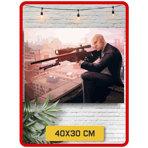 Картина по номерам на холсте игра Hitman (Агент 47) - 8626 Г 30x40