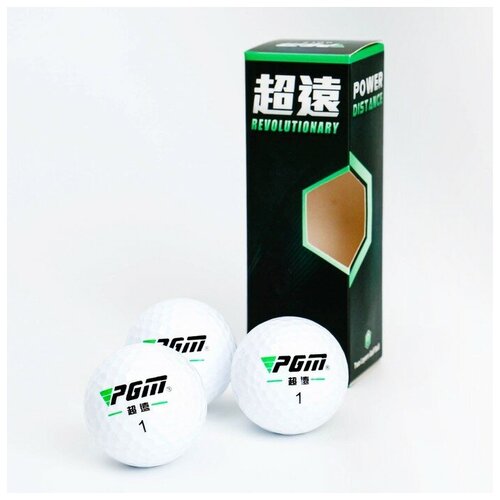 PGM Мячи для гольфа Power Distance PGM, двухкомпонентные, d=4.3 см, набор 3 шт