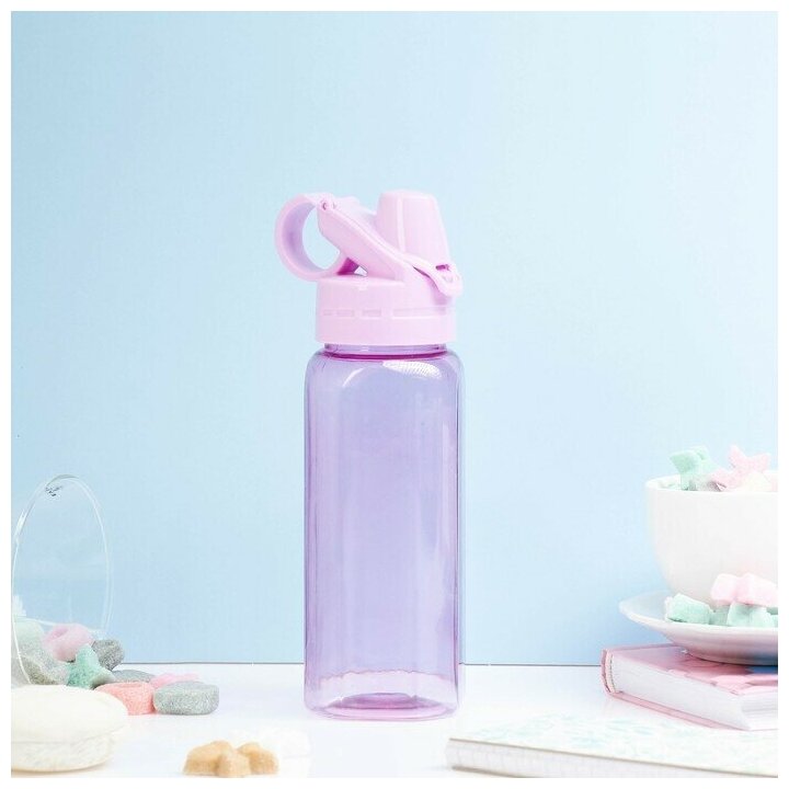 Бутылка для воды, 450 мл, 20 х 8 см, цвет фиолетовый - фотография № 1