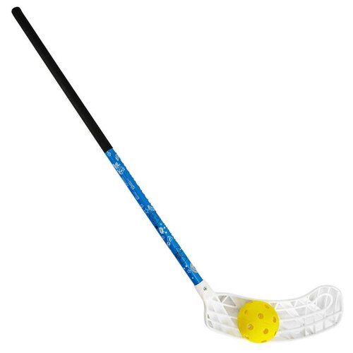 фото Клюшка для флорбола realstick kidscamp , арт.mr-kf-kc65l, 65см, +мяч, левый крюк, композит, чер-син decathlon