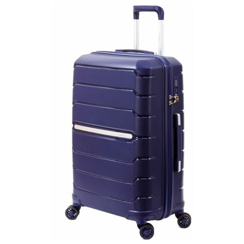 фото Чемодан supra luggage, пластик, опорные ножки на боковой стенке, рифленая поверхность, 60 л, размер m, синий