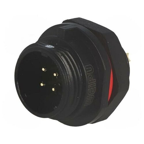 Гнездо WEIPU SP1312/P4, папа, SP13, PIN 4, IP68, 5 А, пайка, на панель, 200 В, 2 мм2, 1шт вилка weipu ltd sp1310 p7 разъем круглый sp13 папа pin 7 5а ip68 125в 0 75 мм2 1шт