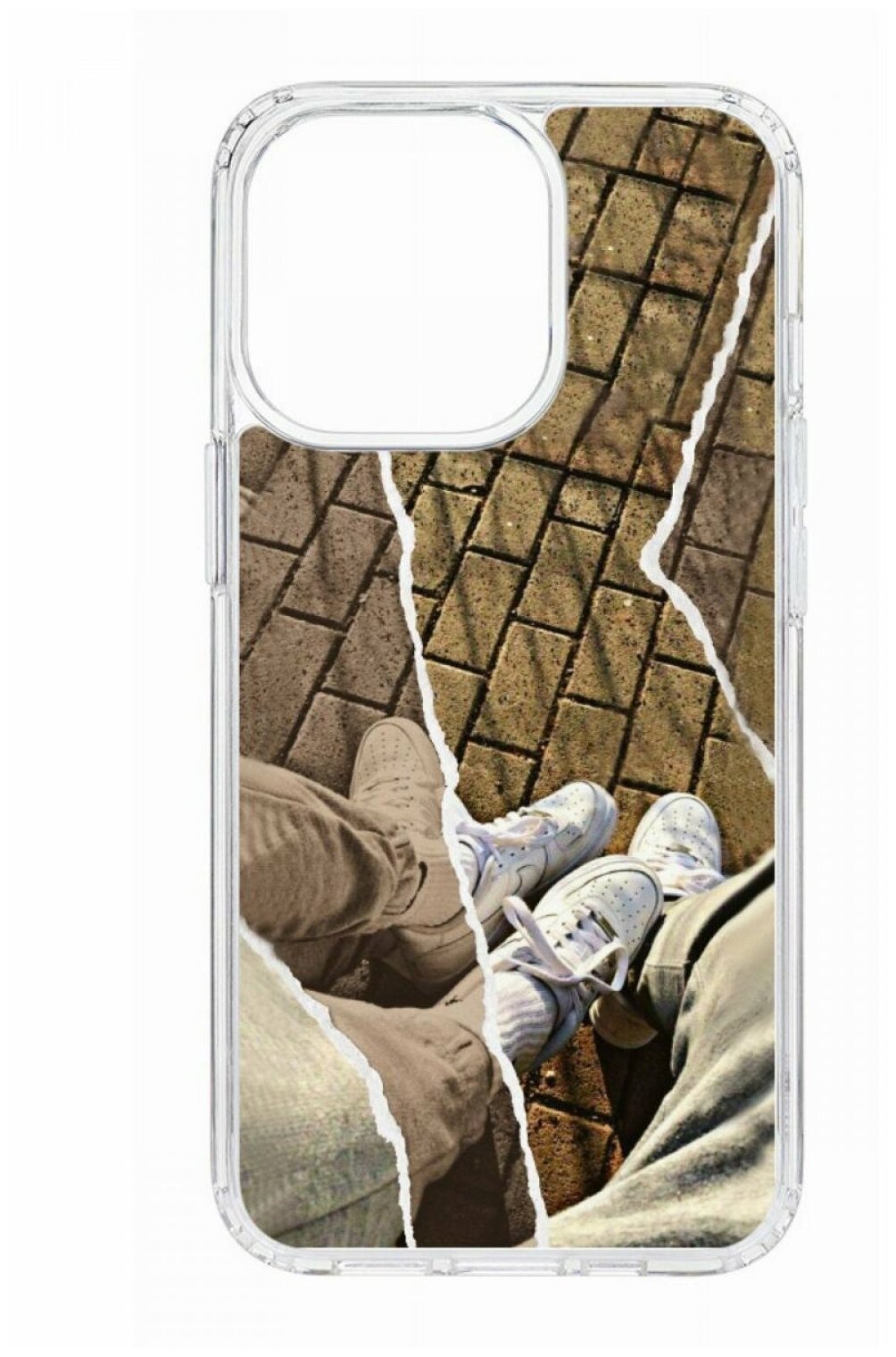 Чехол для iPhone 13 Pro Kruche Print MagSafe Пара белые кроссы,МагСейф противоударная пластиковая накладка с рисунком,силиконовый бампер с защитой