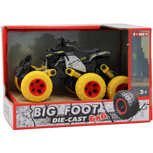 Квадроцикл die-cast, инерционный механизм, рессоры, 6*6, желтый Funky toys FT61065